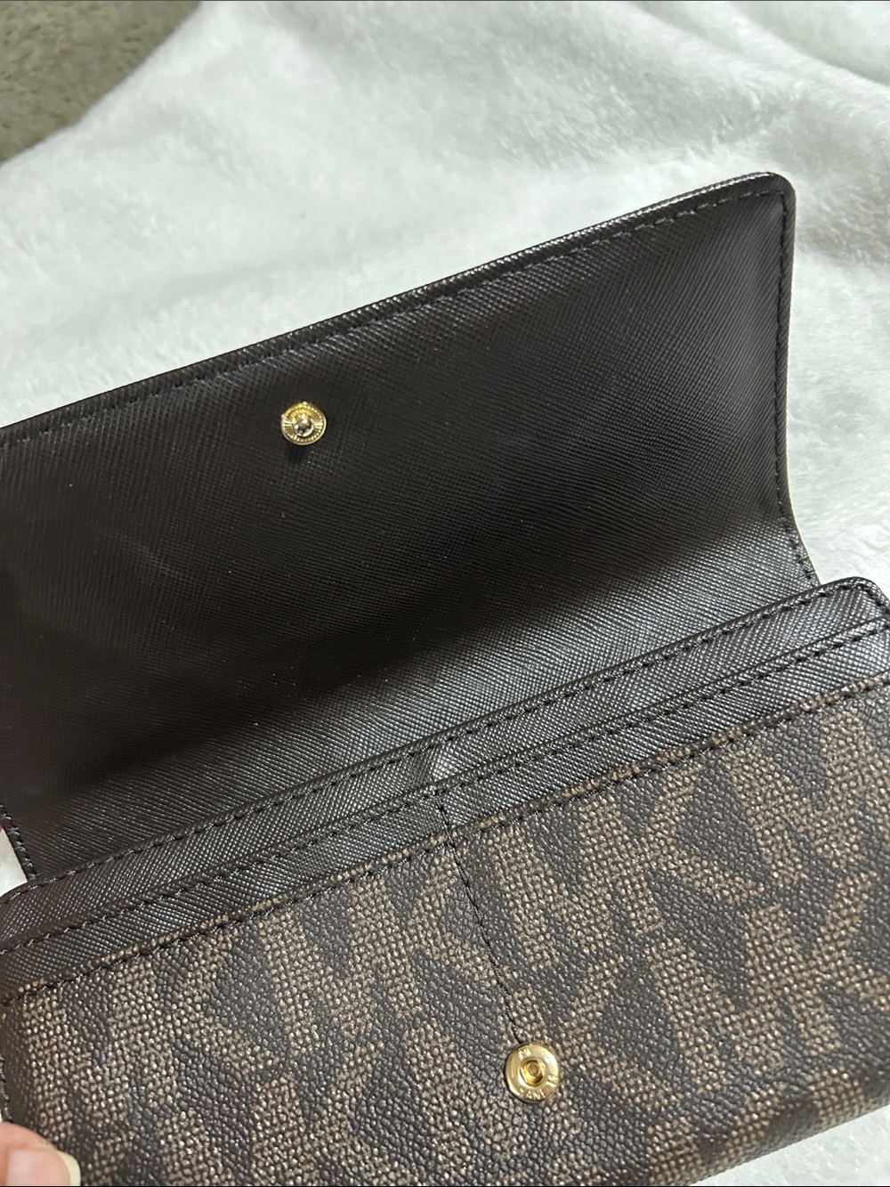 Michael Kors Dark Brown MK Logo Continental Wallet with Gold Emblem - Picture 2 of 5